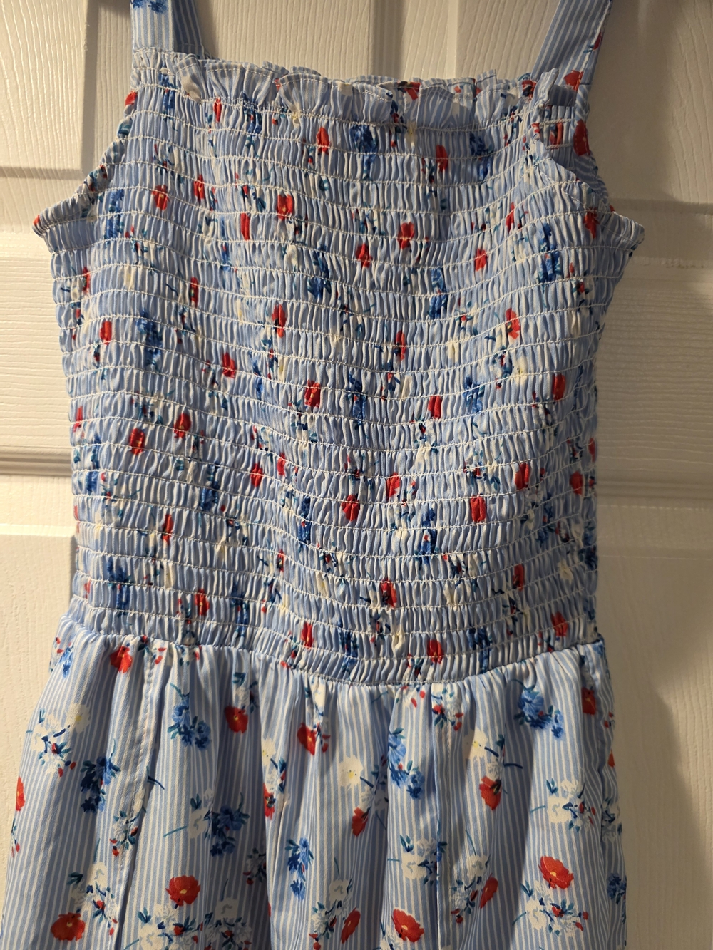 Light Blue Floral Smocked Sundress